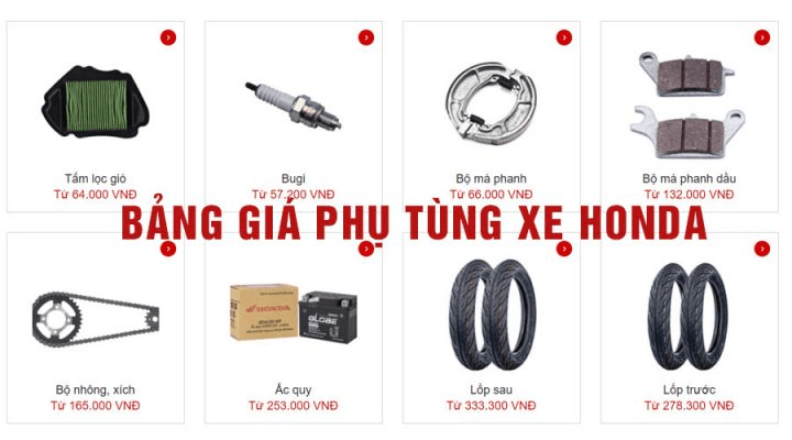 bảng giá phụ tùng xe máy honda bảng giá phụ tùng xe máy honda