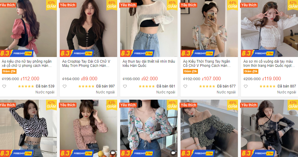 shop áo croptop đẹp