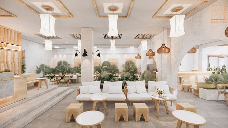 thiết kế quán cafe phong cách Địa Trung Hải