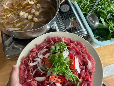 lẩu bò nhúng mắm ruốc bình dương