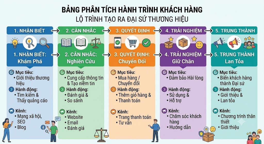 Tối ưu điểm chạm với khách hàng qua 5 bước cốt lõi trong mô hình Customer Journey.